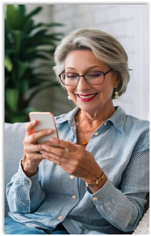 Elderly person using phone